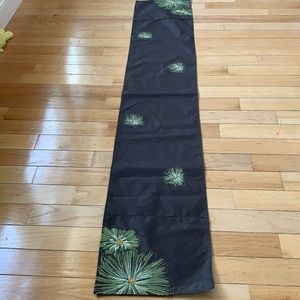 Ridgefield Home Brown Silk Organza Embroidered Floral Table Runner 72” Length